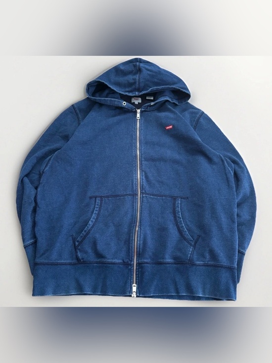 Levi's Other - Levi’s Hoodie Full Zip Sweater Size XL Denim Print Chest Logo Sweatshirt